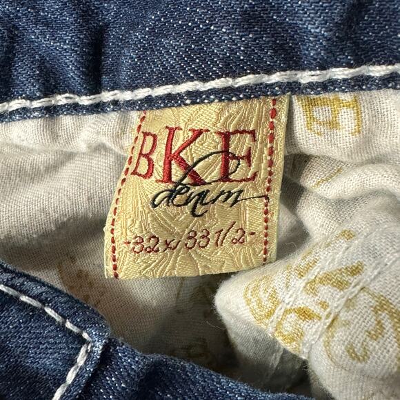 BKE SZ 32x33 1/2 Kate Jeans Bootcut Mid-Rise Whiskered Zip-Fly Embroidered Blue - Picture 11 of 11